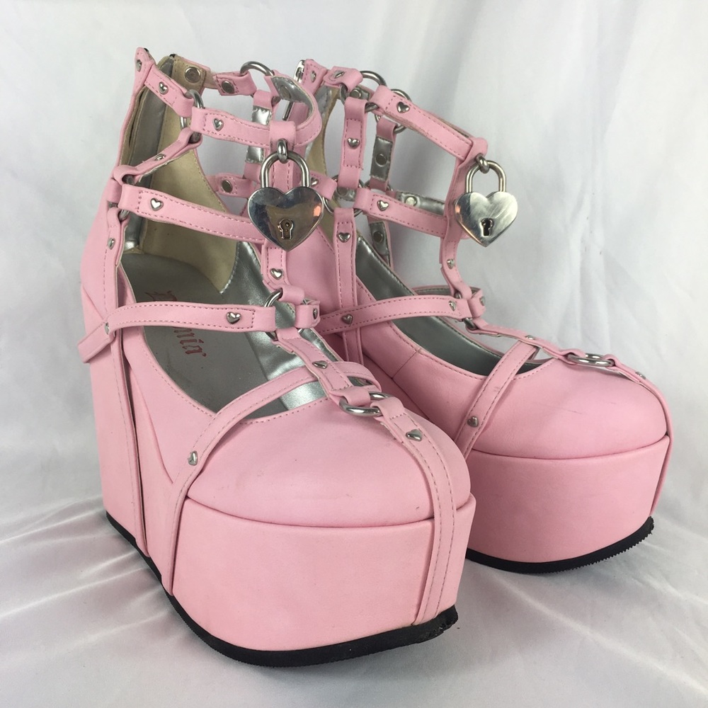 DEMONIA Wedge Pink Ankle Booties